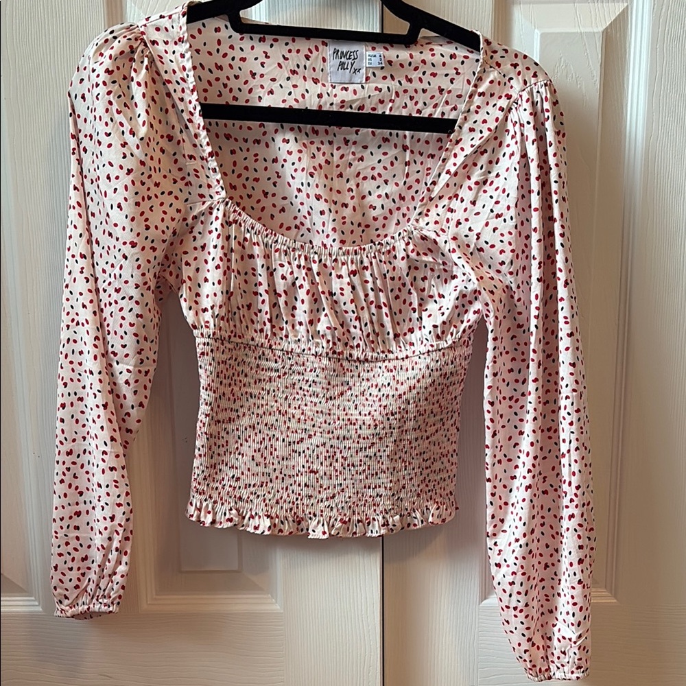 Princess Polly White and Red Smocked Top